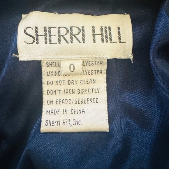 Sherri Hill FLAWED Maxi Evening Gown Full Floor Length, Midnight Blue, Size 0 - Picture 15 of 16